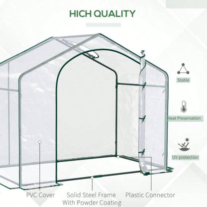 Outsunny 6x 3x 5 Portable Walk - in Greenhouse, PVC Cover, Steel Frame Garden Hot House, Zipper Door, Top Vent Flowers, Vegetables, Saplings,
