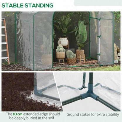 Outsunny 6x 3x 5 Portable Walk - in Greenhouse, PVC Cover, Steel Frame Garden Hot House, Zipper Door, Top Vent Flowers, Vegetables, Saplings,