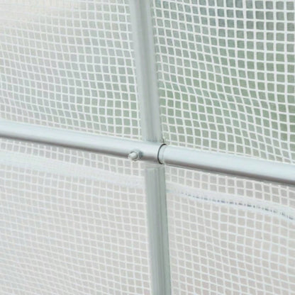 Outsunny 15xx Walk - In Tunnel Greenhouse, Large Garden Hot House Kit with 6 Roll - up Roll Up Door, Steel Frame, White