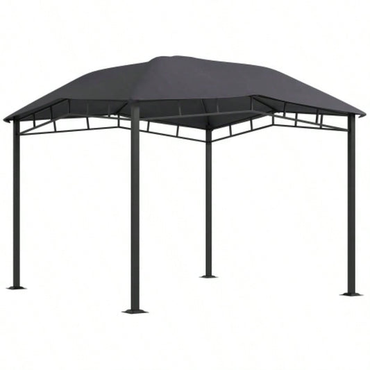 Outsunny 10x 10 Soft Top Patio Gazebo Outdoor Canopy with Unique Geometric Design Roof, All - weather Steel Frame, Gray