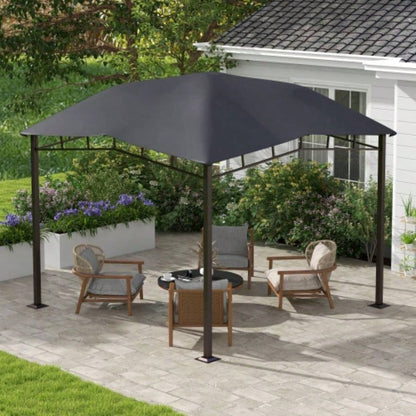 Outsunny 10x 10 Soft Top Patio Gazebo Outdoor Canopy with Unique Geometric Design Roof, All - weather Steel Frame, Gray