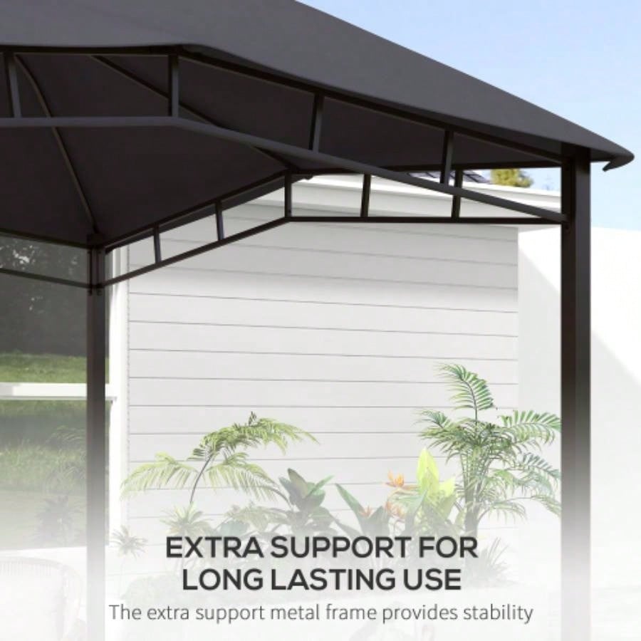 Outsunny 10x 10 Soft Top Patio Gazebo Outdoor Canopy with Unique Geometric Design Roof, All - weather Steel Frame, Gray