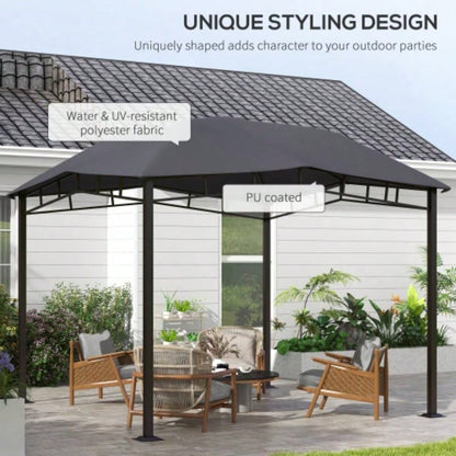 Outsunny 10x 10 Soft Top Patio Gazebo Outdoor Canopy with Unique Geometric Design Roof, All - weather Steel Frame, Gray