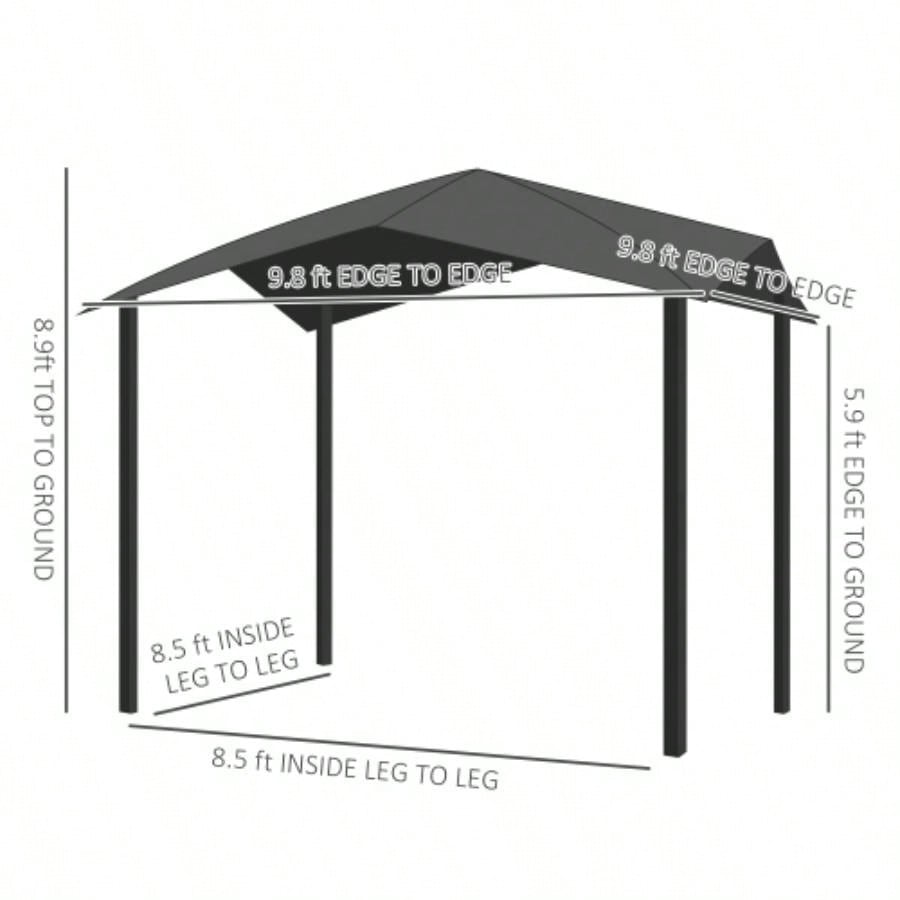 Outsunny 10x 10 Soft Top Patio Gazebo Outdoor Canopy with Unique Geometric Design Roof, All - weather Steel Frame, Gray