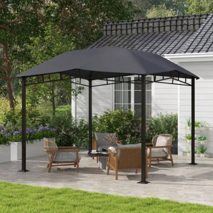 Outsunny 10x 10 Soft Top Patio Gazebo Outdoor Canopy with Unique Geometric Design Roof, All - weather Steel Frame, Gray
