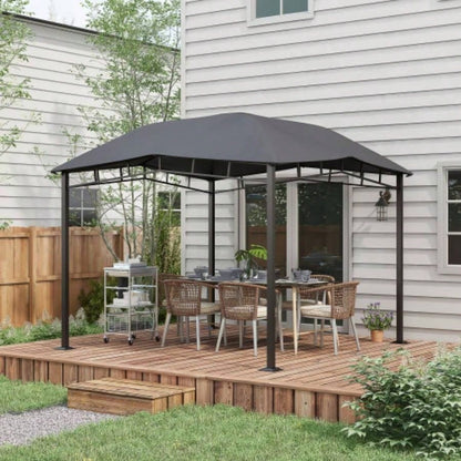 Outsunny 10x 10 Soft Top Patio Gazebo Outdoor Canopy with Unique Geometric Design Roof, All - weather Steel Frame, Gray