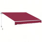 Outsunny 12x 8 Retractable Awning, Patio Awning Shade Shelter with Manual Crank Handle, 280g/ and - Resistant Fabric, Aluminum Frame Deck, Balcony, Yard, Red