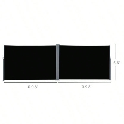 Outsunny 20 Double Retractable Patio Side Awning Garden Shade with - Fighting Screen, Auto Pull - Back Function, Steel Frame, Outdoor or Indoor Use, Black