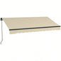 Outsunny 12x 10 Retractable Awning, Patio Awning Sunshade Shelter with Manual Crank Handle, 280gsm Resistant Fabric and Aluminum Frame Deck, Balcony, Yard, Beige and White