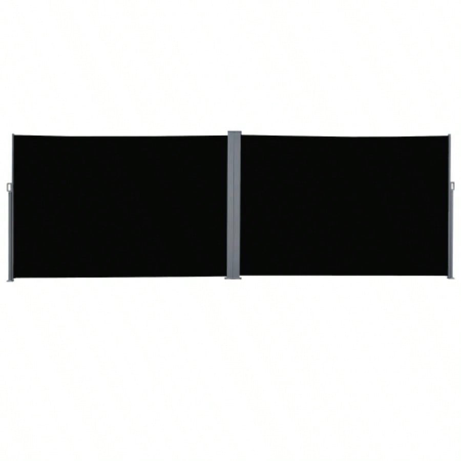 Outsunny 20 Double Retractable Patio Side Awning Garden Shade with - Fighting Screen, Auto Pull - Back Function, Steel Frame, Outdoor or Indoor Use, Black