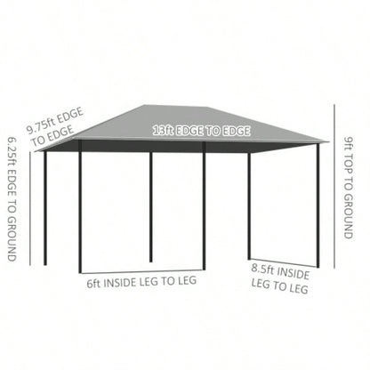 Outsunny 10x 13 Outdoor Patio Gazebo, Canopy Shelter with 6 Removable Sidewalls Steel Frame Garden, Lawn, Backyard Deck, Gray