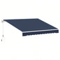Outsunny 10x 8 Retractable Awning, Patio Awnings, Sunshade Shelter/ Manual Crank Handle, - Resistant Fabric and Aluminum Frame Deck, Balcony, Yard, Blue