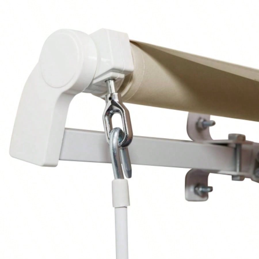 Outsunny 12x 8 Retractable Awning Patio Awnings Shade Shelter with Manual Crank Handle, 280g/ - Resistant Fabric and Aluminum Frame Deck, Balcony, Yard, White