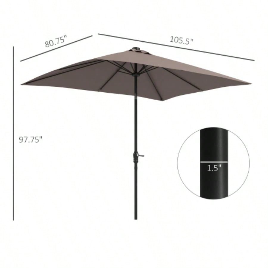 Outsunny 9x, LED Lighted Patio Table or Base with Tilt Crank, Outdoor Garden, Deck, Backyard, Pool, Beach, Tan