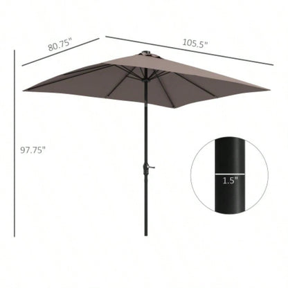 Outsunny 9x, LED Lighted Patio Table or Base with Tilt Crank, Outdoor Garden, Deck, Backyard, Pool, Beach, Tan