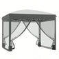Outsunny 10x 10 Up Canopy Tent with Netting, Instant Shelter, Tents Parties, Height Adjustable, with Wheeled Carry Bag and 4 Sand Bags Outdoor, Garden, Patio, Gray