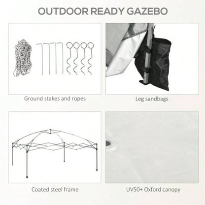 Outsunny 10x 10 Up Canopy Tent with Netting, Instant Shelter, Tents Parties, Height Adjustable, with Wheeled Carry Bag and 4 Sand Bags Outdoor, Garden, Patio, Gray