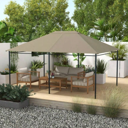 Outsunny 10x 13 Gazebo Canopy, Outdoor Gazebo Cover Top Roof with Vents and Drain Holes, TOP COVER ONLY Khaki