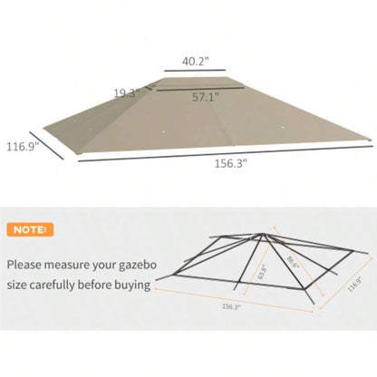 Outsunny 10x 13 Gazebo Canopy, Outdoor Gazebo Cover Top Roof with Vents and Drain Holes, TOP COVER ONLY Khaki