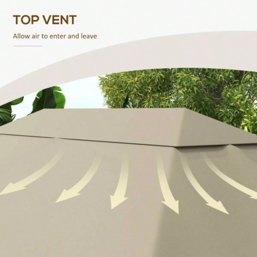 Outsunny 10x 13 Gazebo Canopy, Outdoor Gazebo Cover Top Roof with Vents and Drain Holes, TOP COVER ONLY Khaki