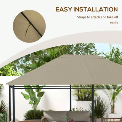 Outsunny 10x 13 Gazebo Canopy, Outdoor Gazebo Cover Top Roof with Vents and Drain Holes, TOP COVER ONLY Khaki