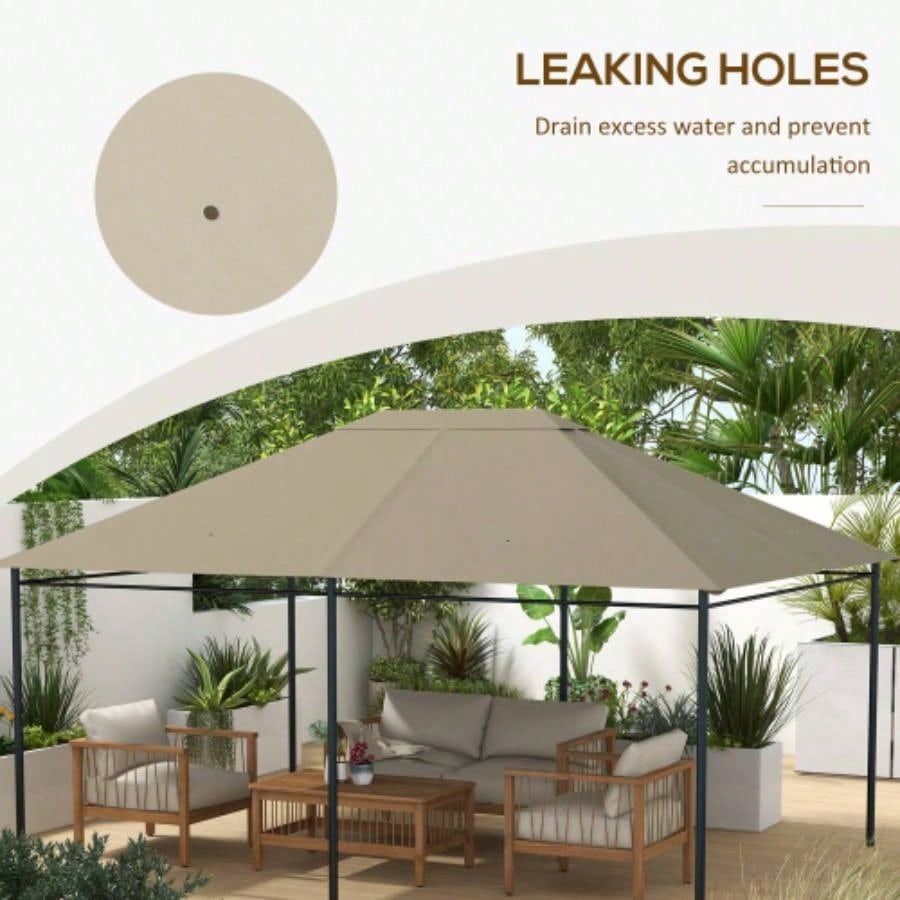 Outsunny 10x 13 Gazebo Canopy, Outdoor Gazebo Cover Top Roof with Vents and Drain Holes, TOP COVER ONLY Khaki