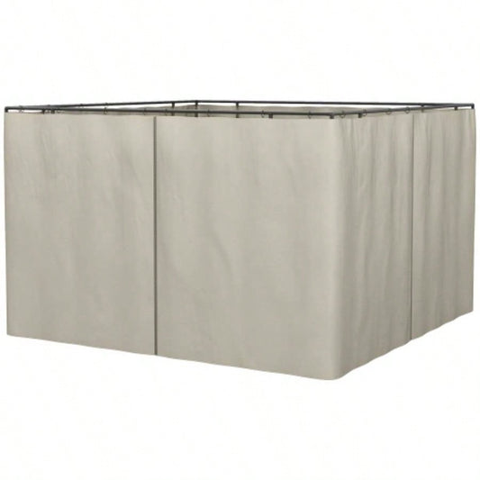 Outsunny 10x 10 Universal Gazebo Sidewall Set with Panels, Hooks and C - Rings Included Pergolas and Cabanas, Beige