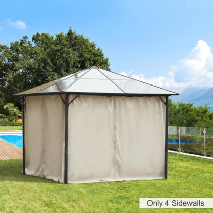 Outsunny 10x 10 Universal Gazebo Sidewall Set with Panels, Hooks and C - Rings Included Pergolas and Cabanas, Beige