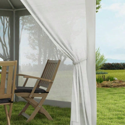 Outsunny 13x 11 Outdoor Party Tent, Hexagon Shade Shelter Canopy with Protective Mesh Screen Sidewalls, Ropes Stakes, White