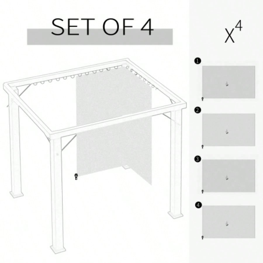 Outsunny 10x 10 Universal Gazebo Sidewall Set with Panels, Hooks and C - Rings Included Pergolas and Cabanas, Beige