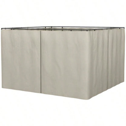 Outsunny 10x 10 Universal Gazebo Sidewall Set with Panels, Hooks and C - Rings Included Pergolas and Cabanas, Beige
