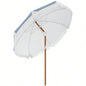 Outsunnyx ft Outdoor Patio with Tilt, Vent, Market Table Parasol with Fringed Ruffles and Flounce, Blue Strip