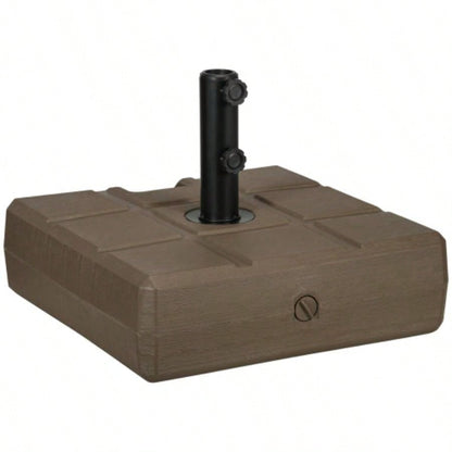 Outsunny 88 lbs. Fillable Base with Steel Holder 1.25 1.5 or 2 Poles, Square Reversible Heavy Duty Market Stand, Brown