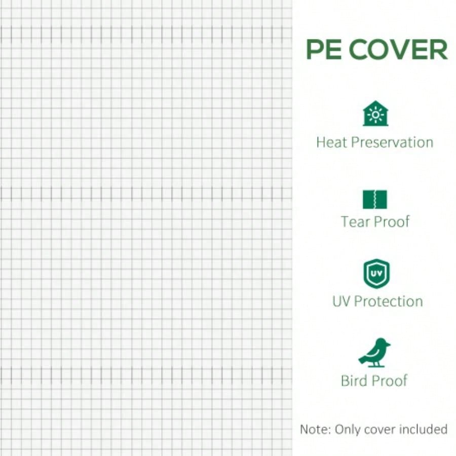 9.8x 6.6x 6.6 Plastic Greenhouse Cover, Heavy Duty Waterproof Tarp Hoop House, Sheeting with 6, Door Reinforcement Grid, White