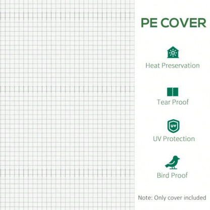 9.8x 6.6x 6.6 Plastic Greenhouse Cover, Heavy Duty Waterproof Tarp Hoop House, Sheeting with 6, Door Reinforcement Grid, White