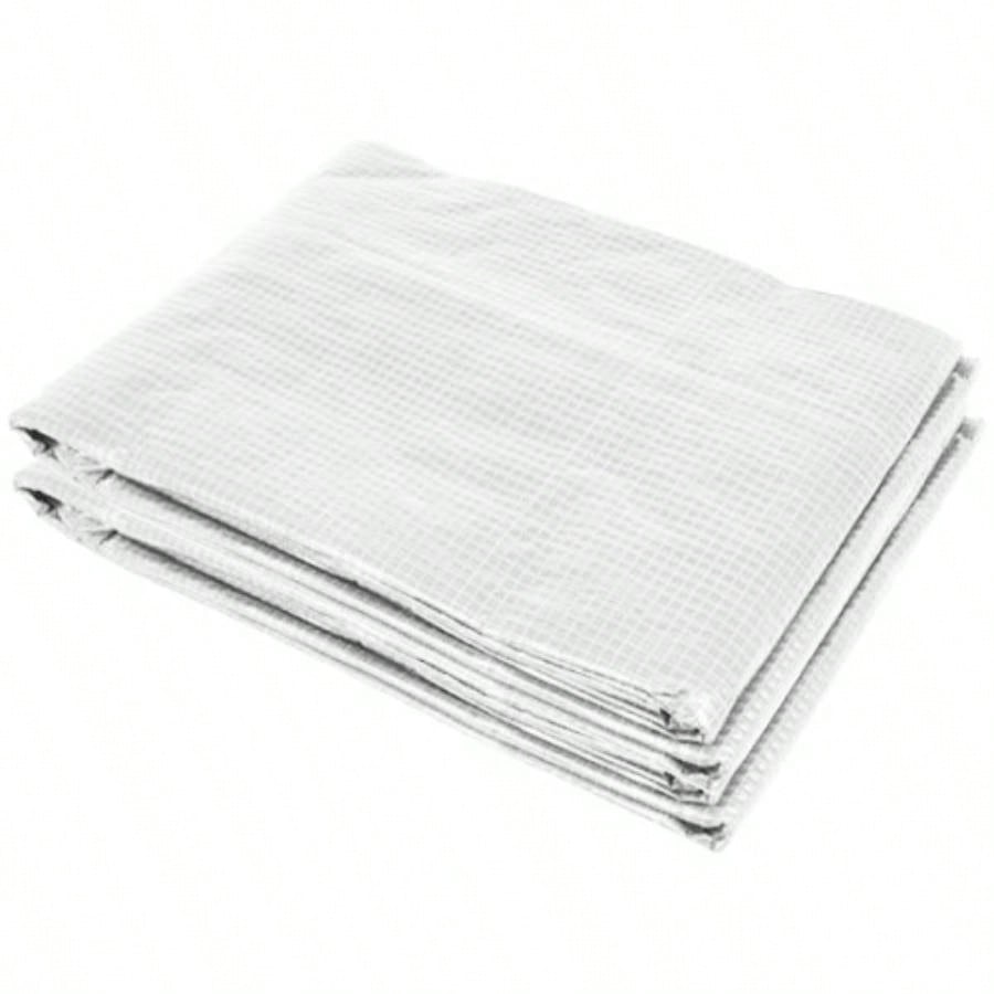 9.8x 6.6x 6.6 Plastic Greenhouse Cover, Heavy Duty Waterproof Tarp Hoop House, Sheeting with 6, Door Reinforcement Grid, White