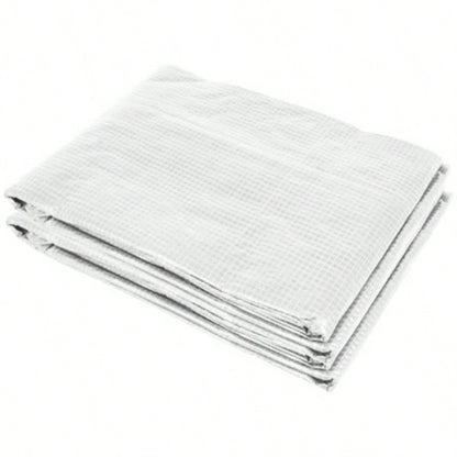 9.8x 6.6x 6.6 Plastic Greenhouse Cover, Heavy Duty Waterproof Tarp Hoop House, Sheeting with 6, Door Reinforcement Grid, White