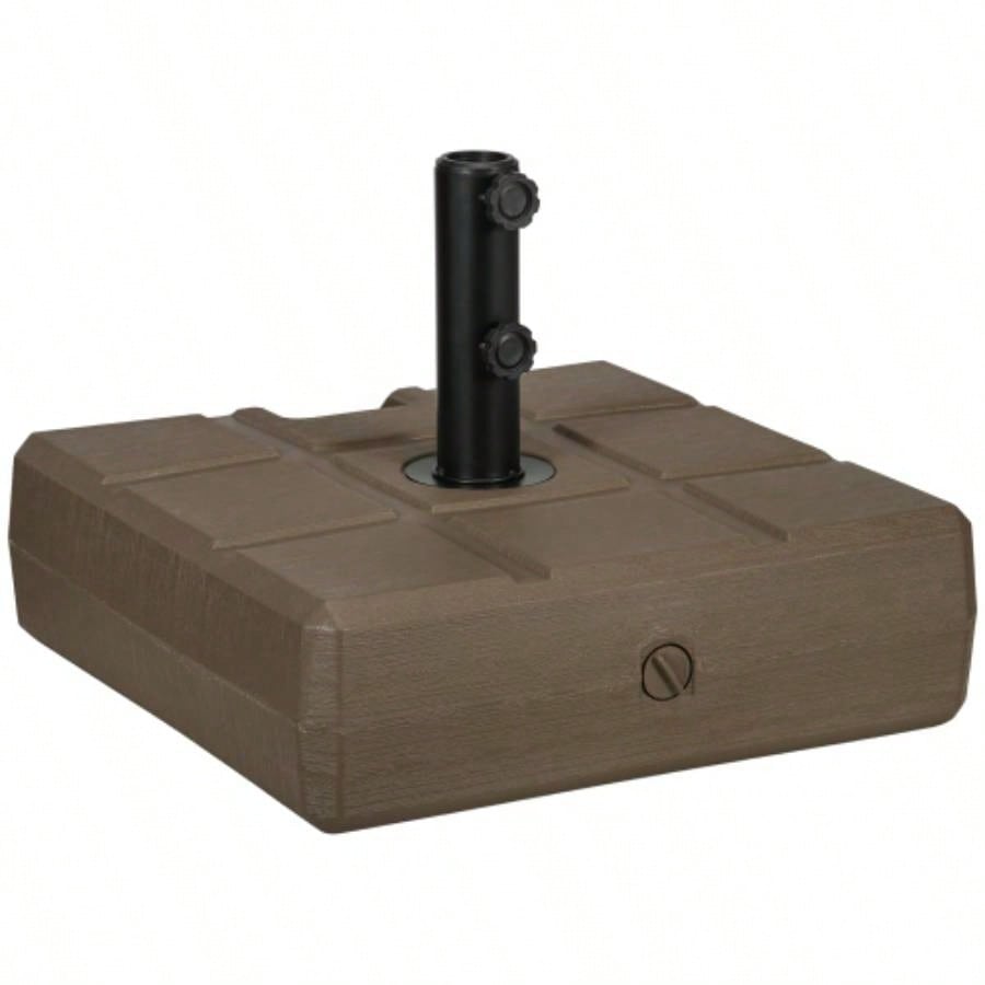 Outsunny 88 lbs. Fillable Base with Steel Holder 1.25 1.5 or 2 Poles, Square Reversible Heavy Duty Market Stand, Brown