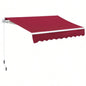 Outsunny 8x Patio Retractable Awning, Manual Exterior Shade Deck Window Cover, Wine Red