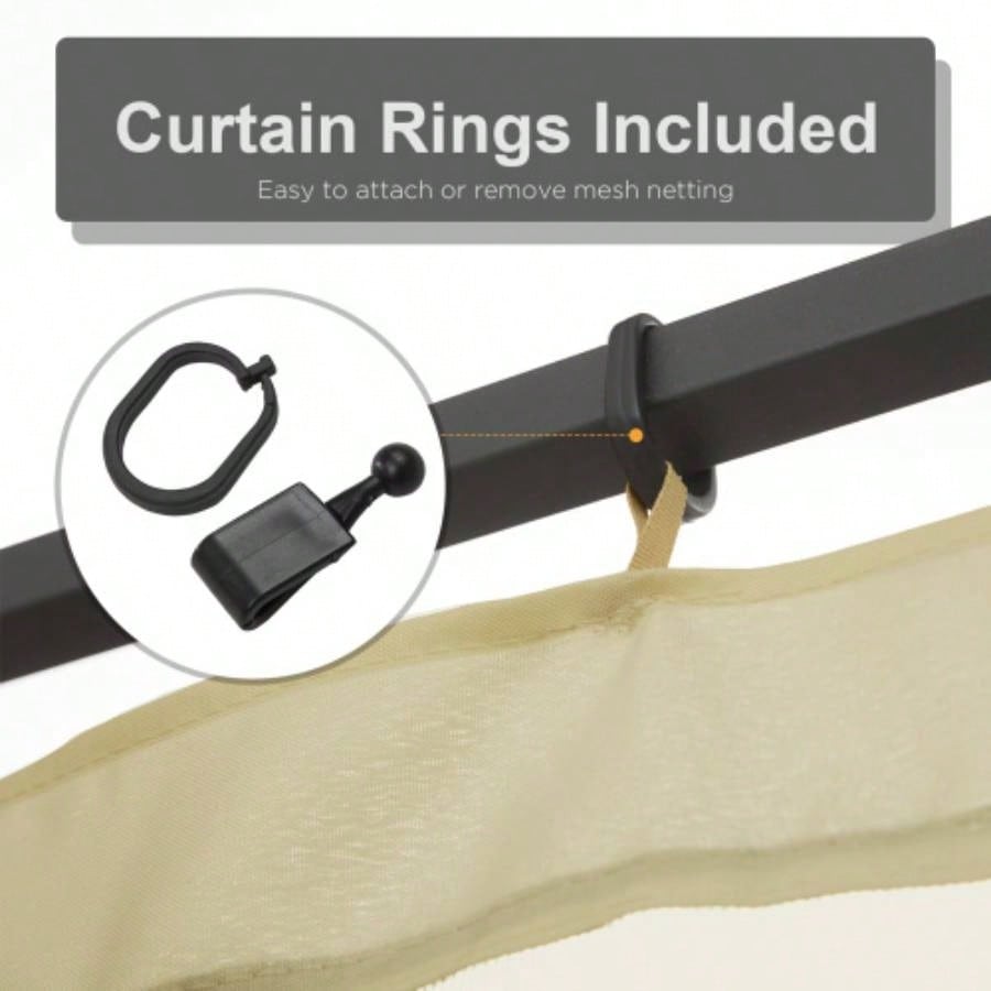 Outsunny 10x 10 Mesh Sidewall Netting Patio Gazebos and Canopy Tents with Zippers Sidewall Only Beige