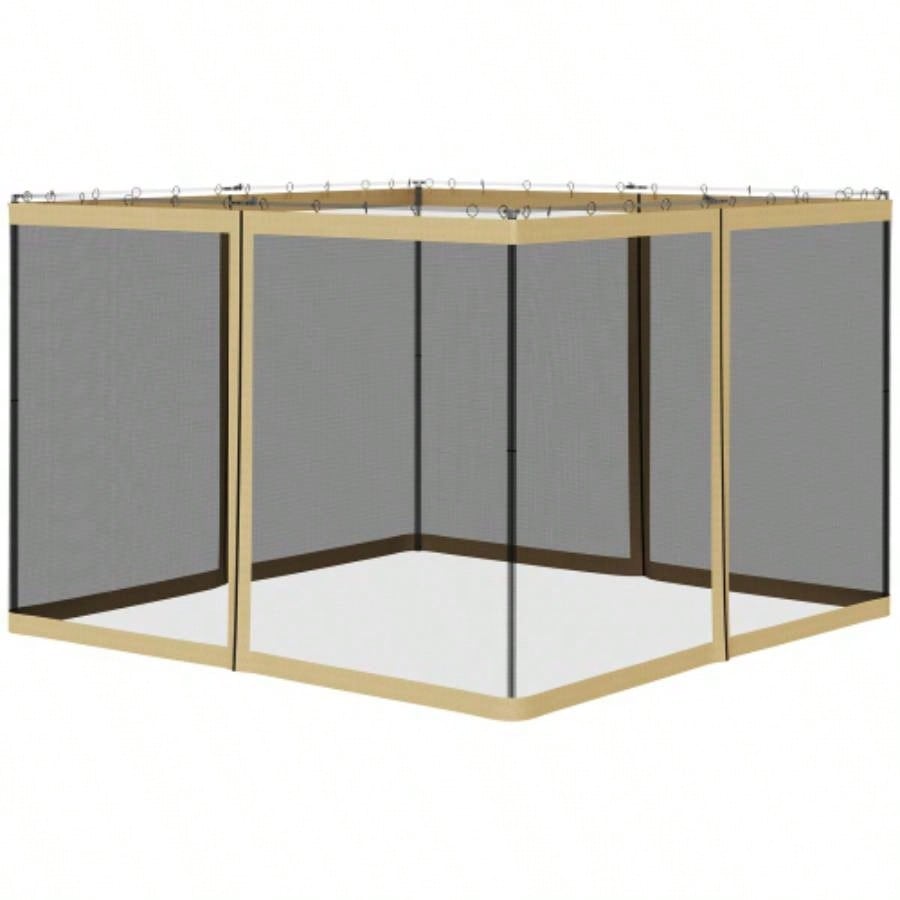 Outsunny 10x 10 Mesh Sidewall Netting Patio Gazebos and Canopy Tents with Zippers Sidewall Only Beige
