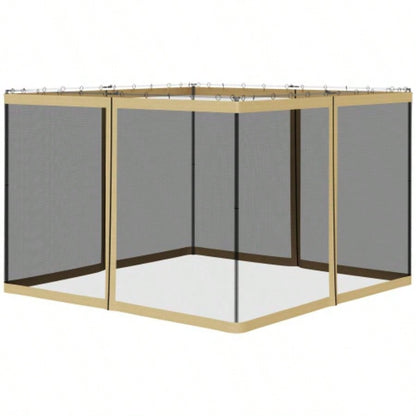 Outsunny 10x 10 Mesh Sidewall Netting Patio Gazebos and Canopy Tents with Zippers Sidewall Only Beige
