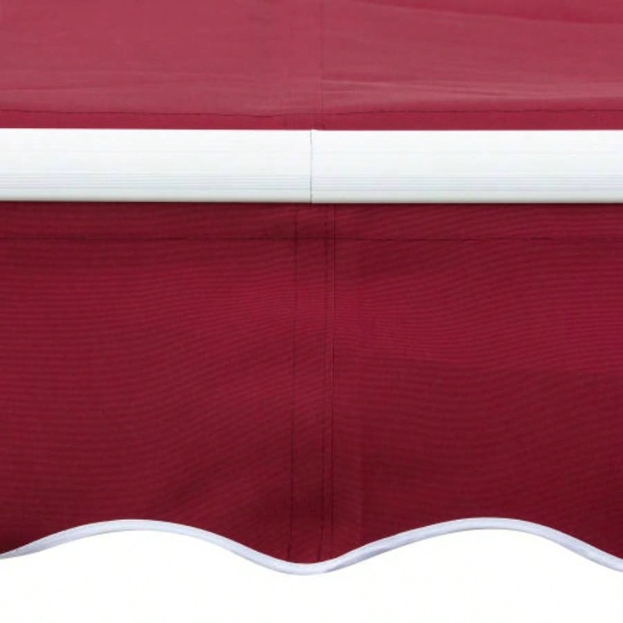 Outsunny 8x Patio Retractable Awning, Manual Exterior Shade Deck Window Cover, Wine Red