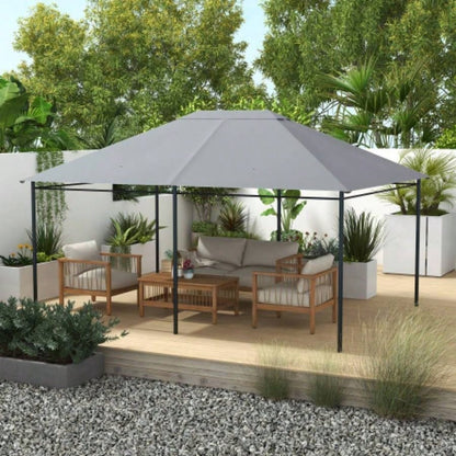 Outsunny 10x 13 Gazebo Canopy, Outdoor Gazebo Cover Top Roof with Vents and Drain Holes, TOP COVER ONLY Light Gray