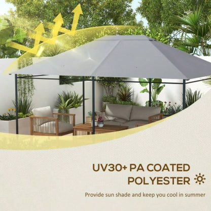 Outsunny 10x 13 Gazebo Canopy, Outdoor Gazebo Cover Top Roof with Vents and Drain Holes, TOP COVER ONLY Light Gray