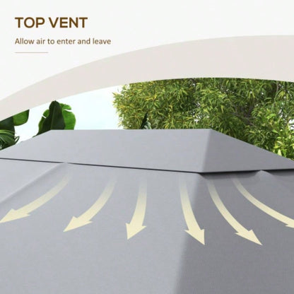 Outsunny 10x 13 Gazebo Canopy, Outdoor Gazebo Cover Top Roof with Vents and Drain Holes, TOP COVER ONLY Light Gray