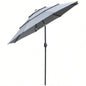 Outsunny 9FT 3 Tiers Patio Outdoor Market with Crank, Push Button Tilt Deck, Backyard and Lawn, Dark Gray