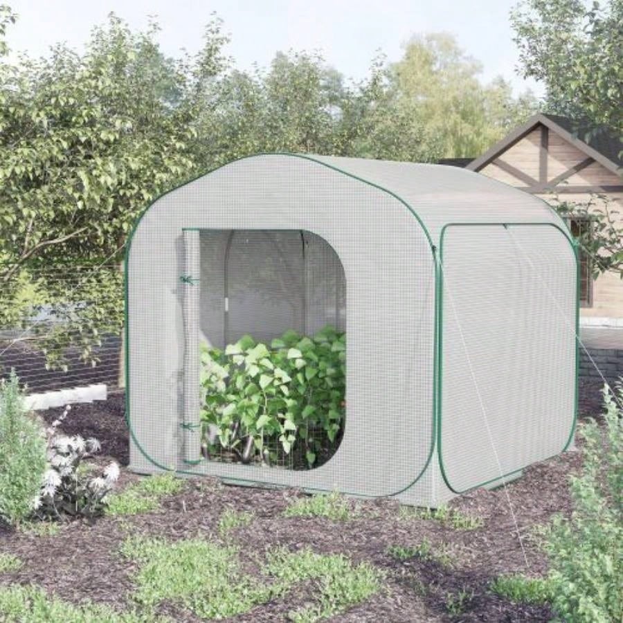 Outsunnyx 6 Portable Walk - in Greenhouse, - up Setup, Outdoor Garden Hot House, Hobby Greenhouse Tent with Zipper Door Growing Flowers, Herbs, Vegetables, Saplings, Succulents, White