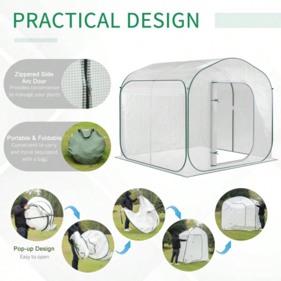 Outsunnyx 6 Portable Walk - in Greenhouse, - up Setup, Outdoor Garden Hot House, Hobby Greenhouse Tent with Zipper Door Growing Flowers, Herbs, Vegetables, Saplings, Succulents, White