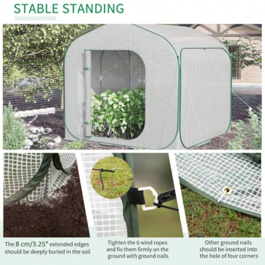 Outsunnyx 6 Portable Walk - in Greenhouse, - up Setup, Outdoor Garden Hot House, Hobby Greenhouse Tent with Zipper Door Growing Flowers, Herbs, Vegetables, Saplings, Succulents, White